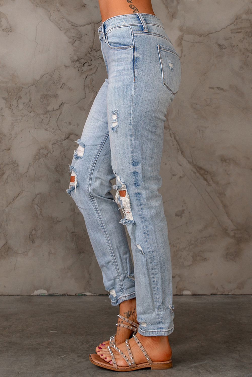 Buy Distressed Straight Legs with Pockets by Faz