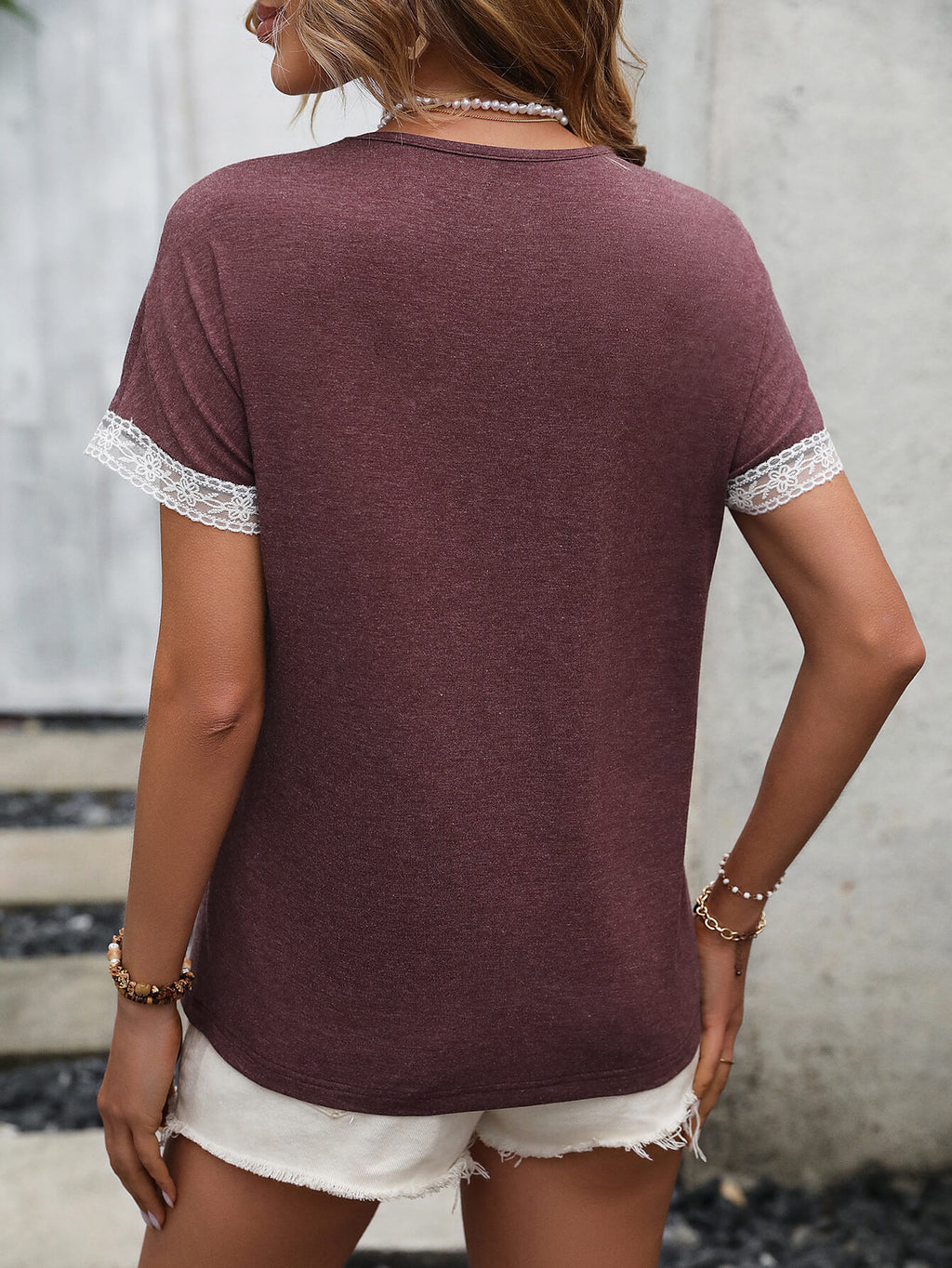 Buy Contrast Round Neck Short Sleeve Tee by Faz
