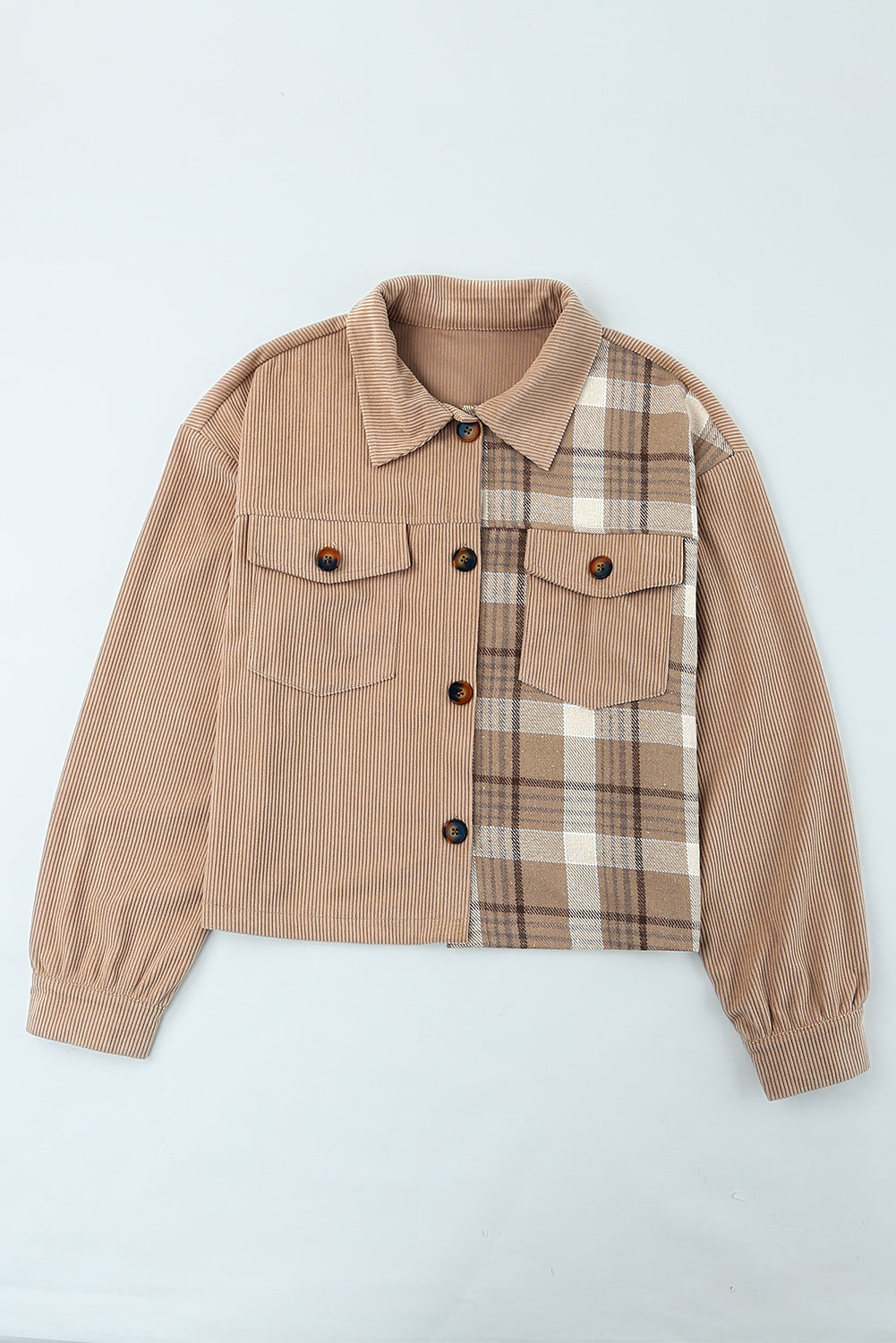 Buy Plaid Corduroy Dropped Shoulder Jacket by Faz