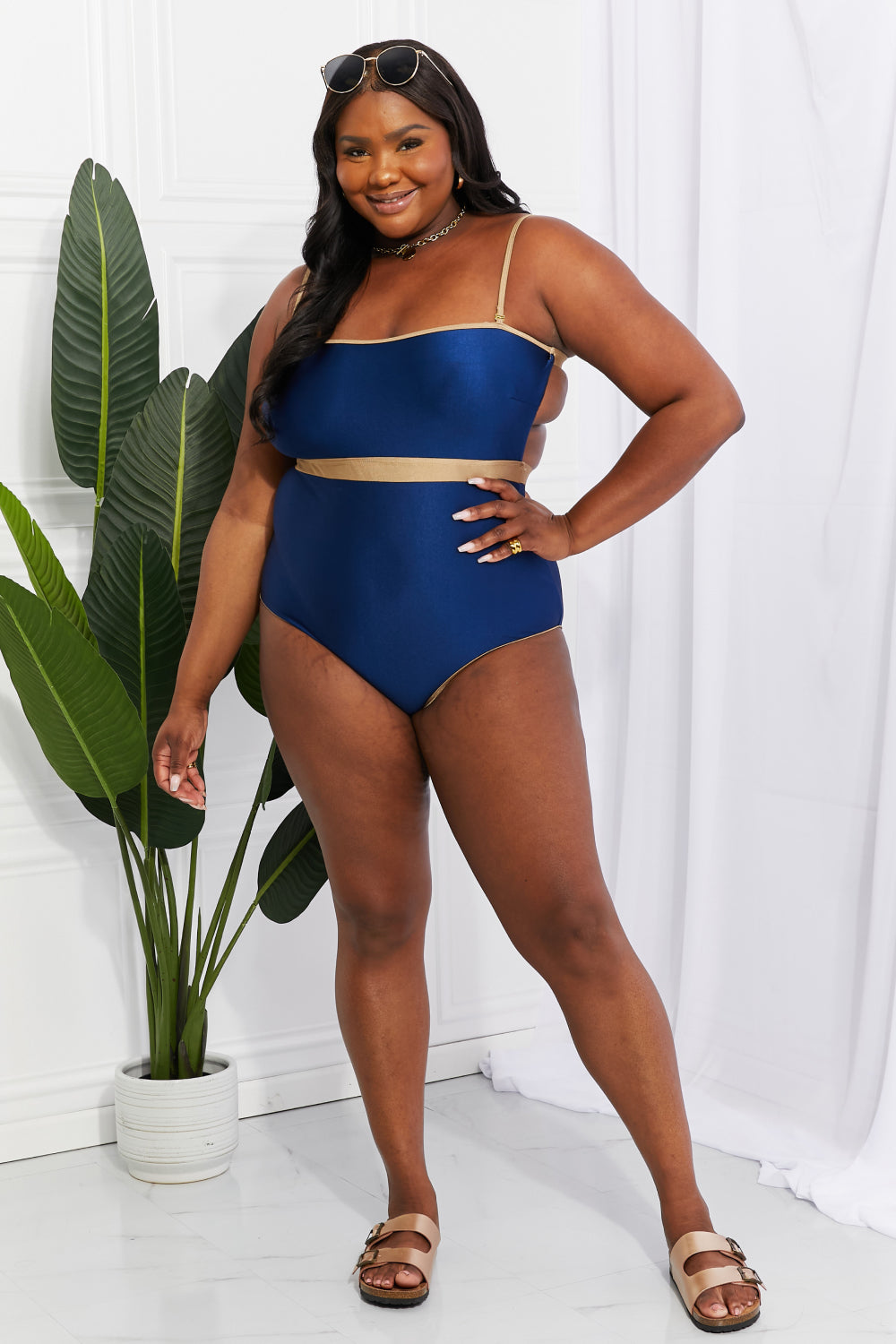 Buy Wave Break Contrast Trim One-Piece by Marina West Swim