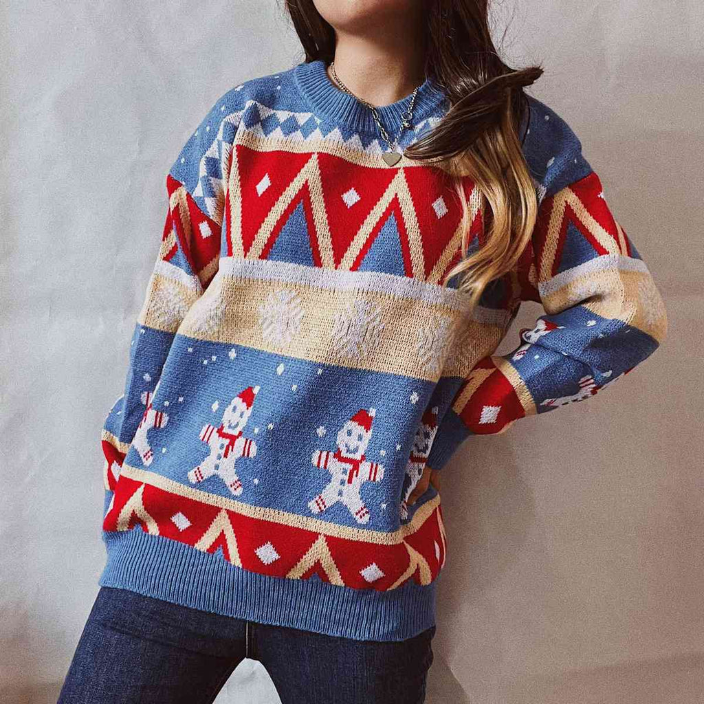 Buy Printed Round Neck Long Sleeve Sweater by Faz