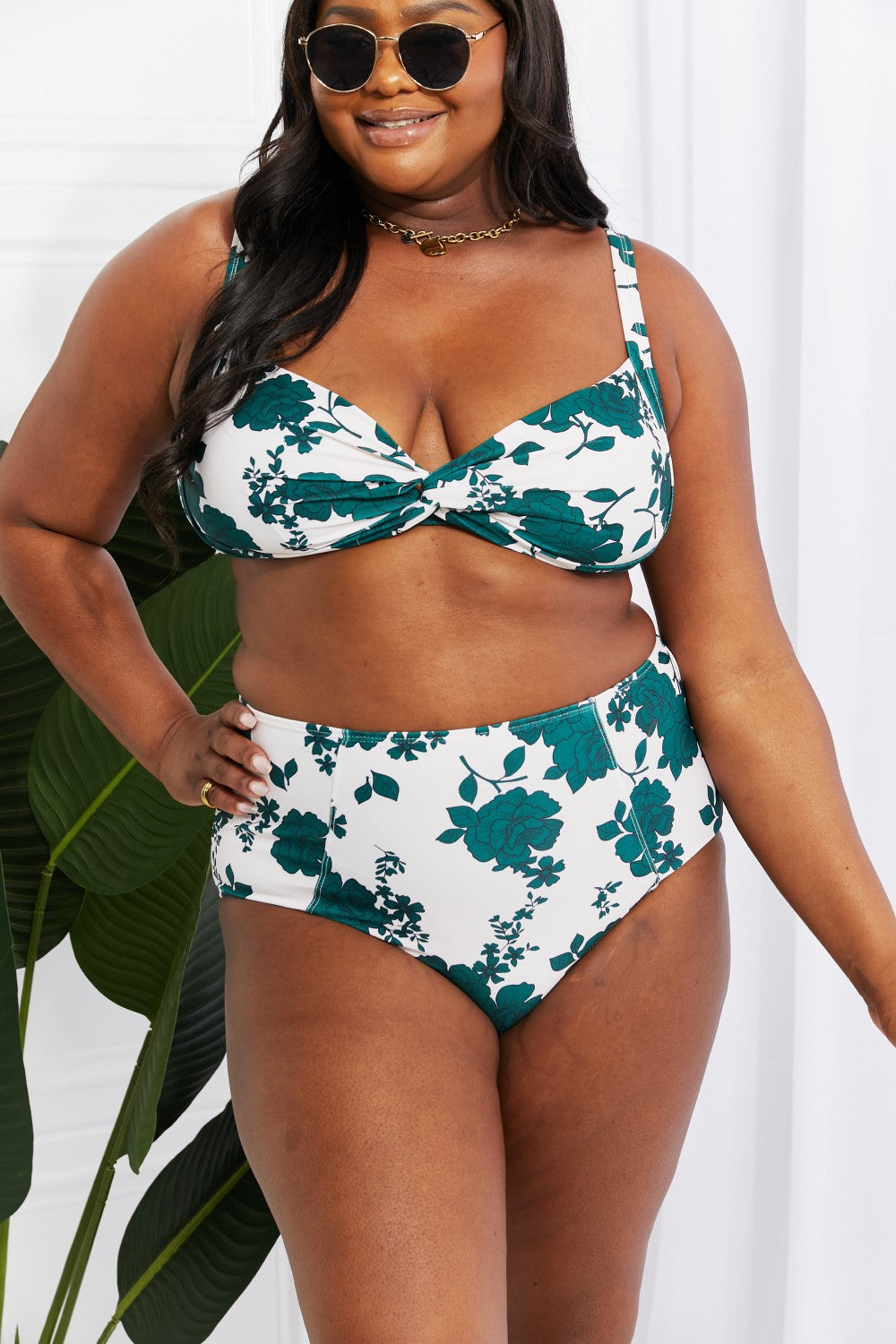 Buy Take A Dip Twist High-Rise Bikini in Forest by Marina West Swim