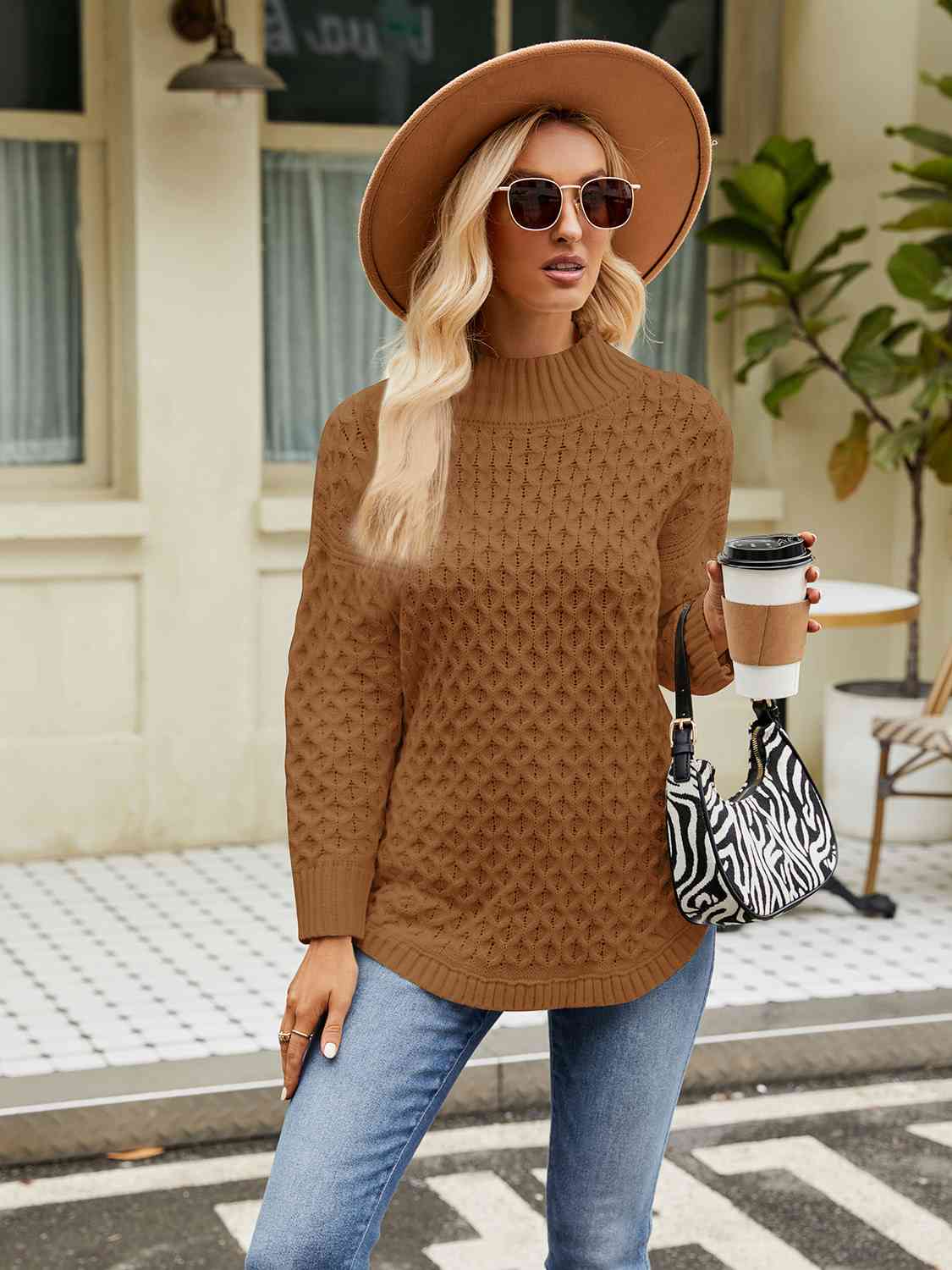Buy Mock Neck Slit Sweater by YH