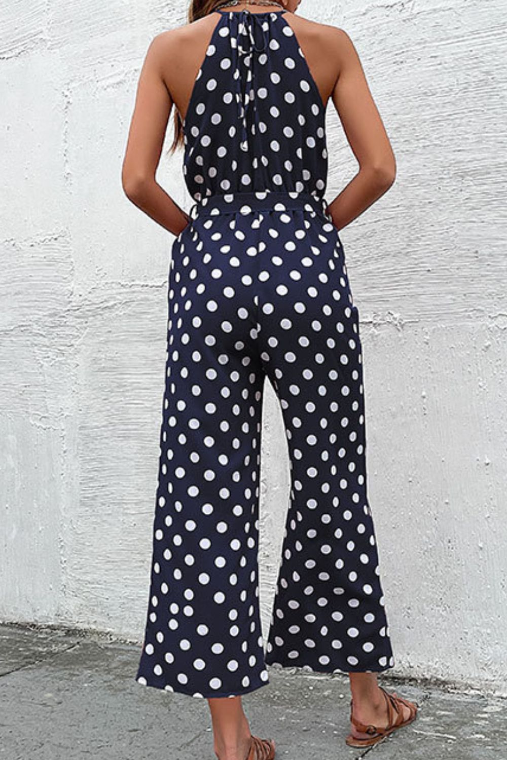 Buy Polka Dot Grecian Wide Leg Jumpsuit by Faz