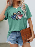 Buy US Flag Leopard Heart Graphic Tee by Faz