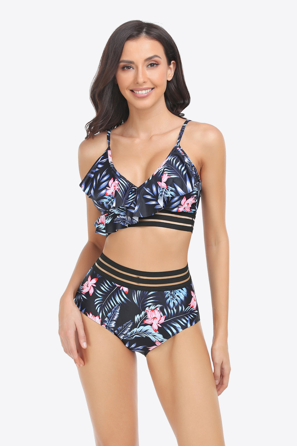 Buy Ruffled Plunge Bikini Set by Faz