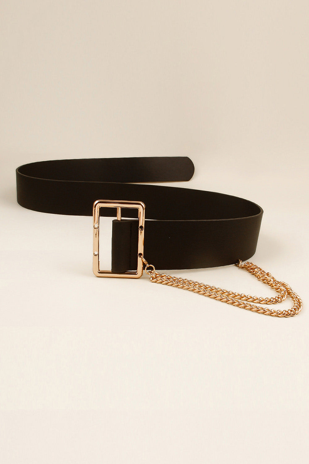 Buy PU Leather Wide Belt with Chain by Faz