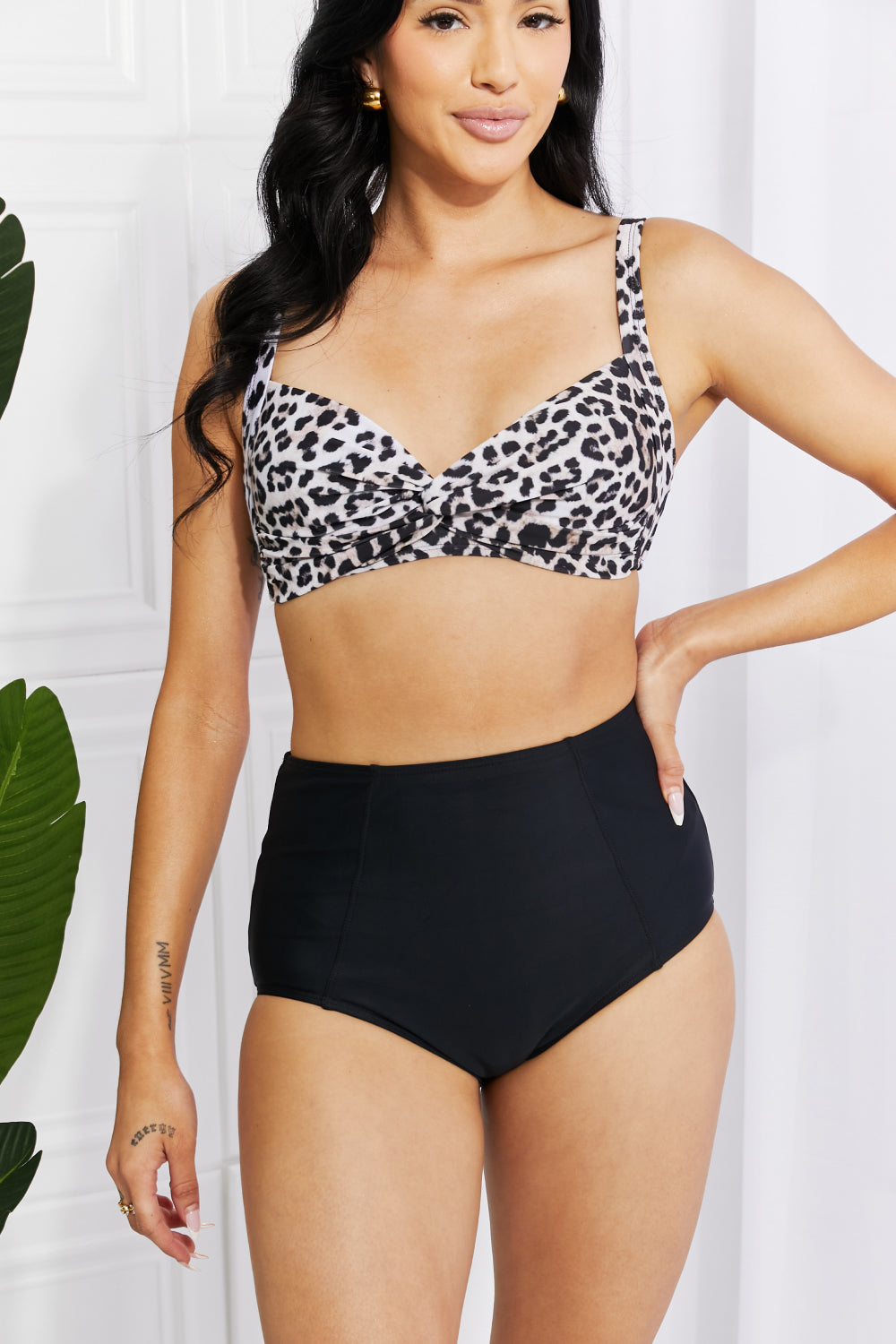 Buy Take A Dip Twist High-Rise Bikini in Leopard by Marina West Swim