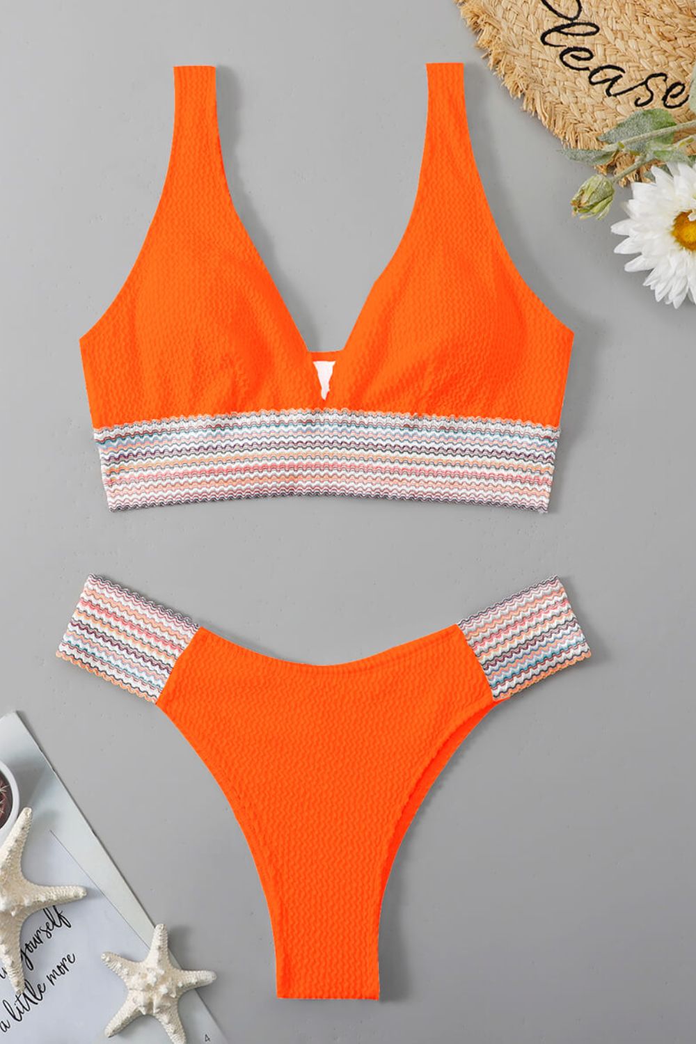 Buy Contrast Textured High Cut Swim Set by Faz