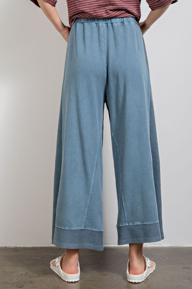 Buy Easel Drawstring Comfy Wear Wide Leg Mineral Washed Pants by Sensual Fashion Boutique by Sensual Fashion Boutique