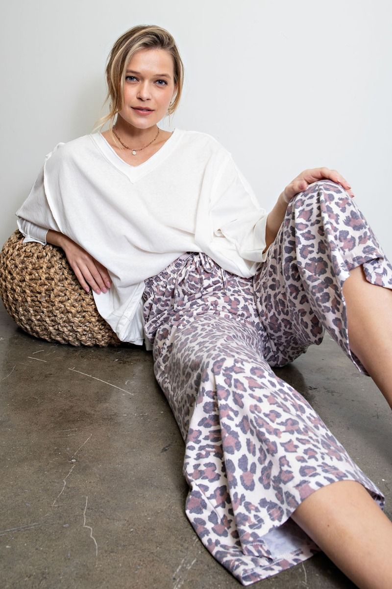 Buy Easel Leopard Animal Printed Poly Span Knit Lounge Pants by Sensual Fashion Boutique by Sensual Fashion Boutique