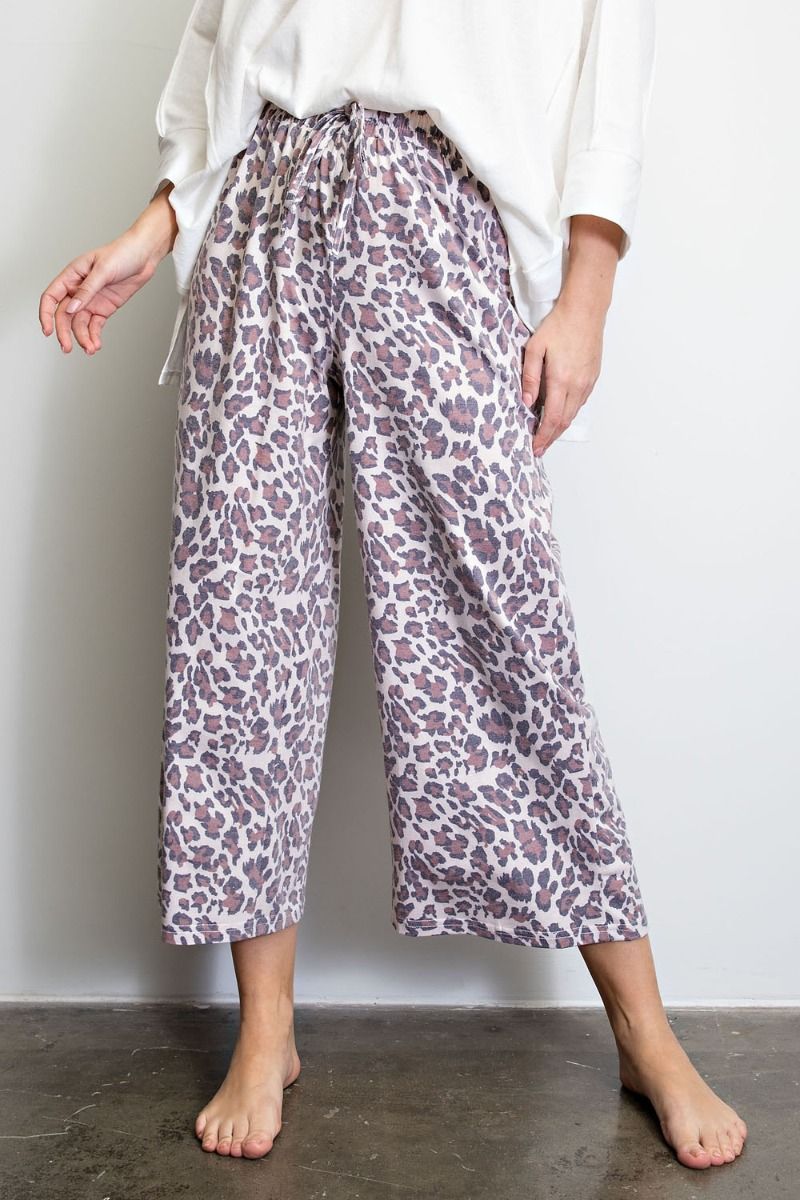 Buy Easel Leopard Animal Printed Poly Span Knit Lounge Pants by Sensual Fashion Boutique by Sensual Fashion Boutique