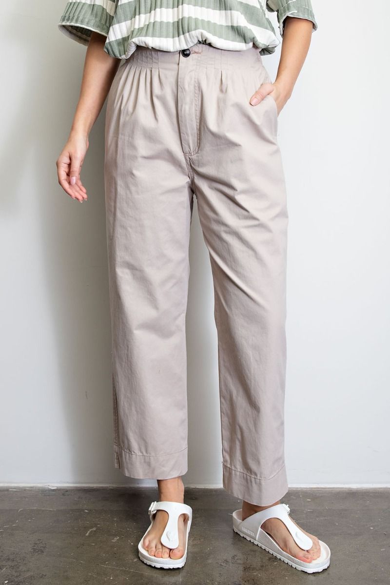 Buy Easel Effortlessly Essential Pleated Detail High Waisted Twill Pants by Sensual Fashion Boutique by Sensual Fashion Boutique