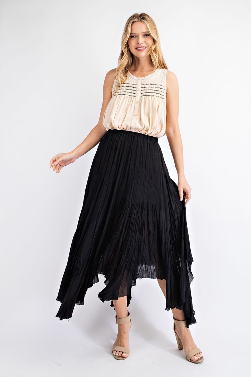 Buy Easel Elasticized Waist Silky Chiffon Hemline Maxi Skirts by Sensual Fashion Boutique