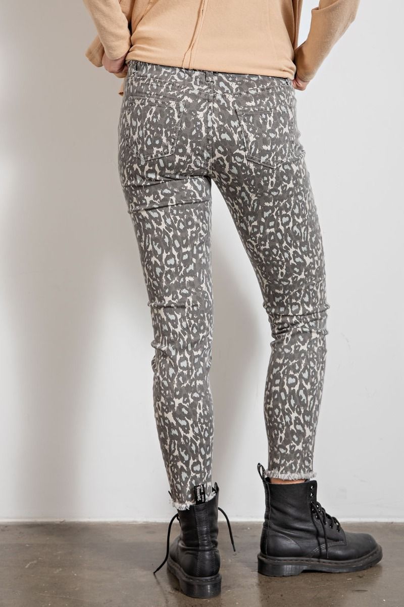 Buy Easel Animal Leopard Printed Self Distressed Ankle Cut Pants by Sensual Fashion Boutique by Sensual Fashion Boutique