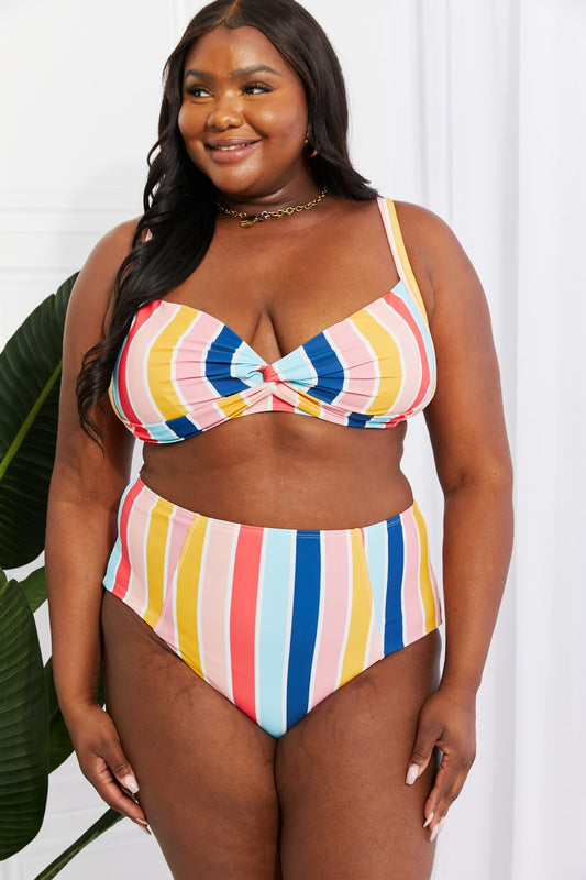 Buy Marina West Swim Take A Dip Twist High-Rise Bikini in Stripe by Marina West Swim