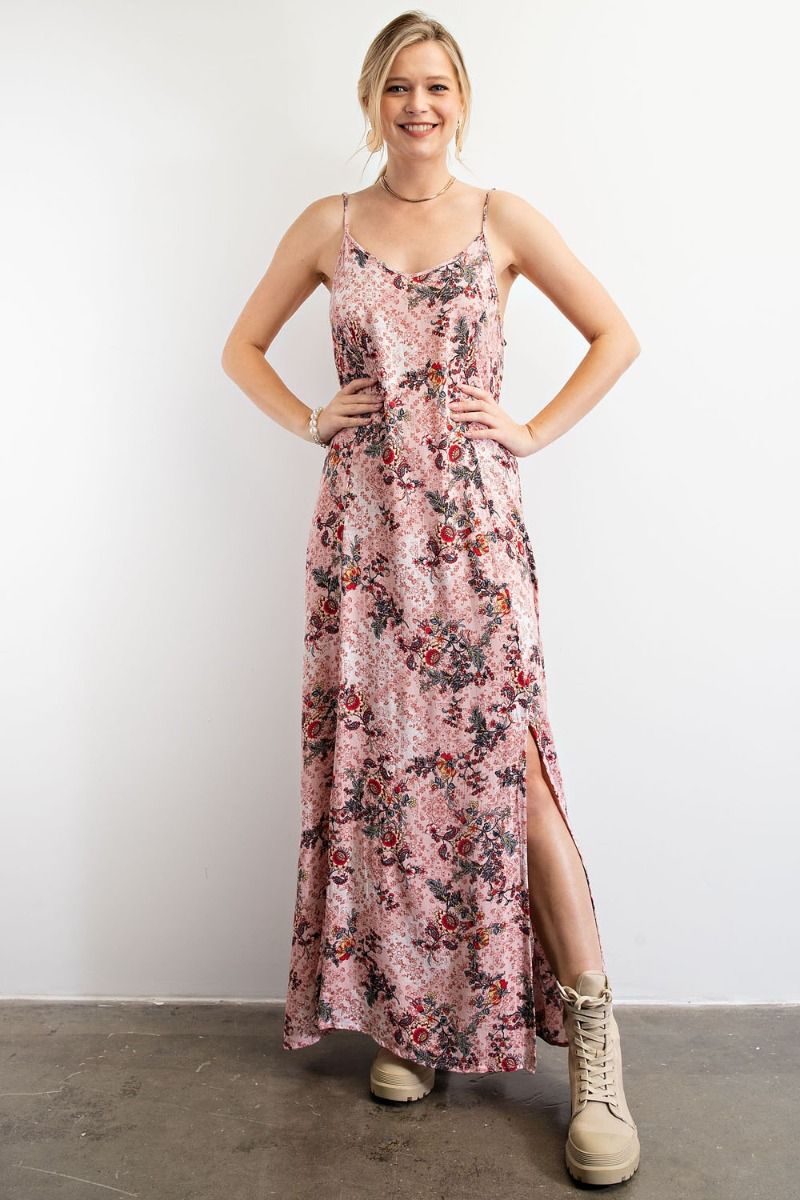 Buy Easel Printed Cami V Neckline Spaghetti Straps Maxi Dress by Sensual Fashion Boutique