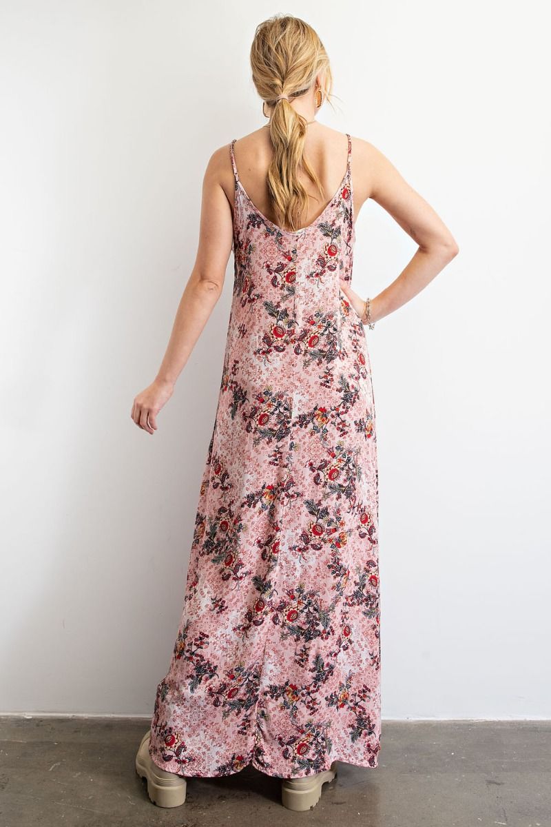 Buy Easel Printed Cami V Neckline Spaghetti Straps Maxi Dress by Sensual Fashion Boutique