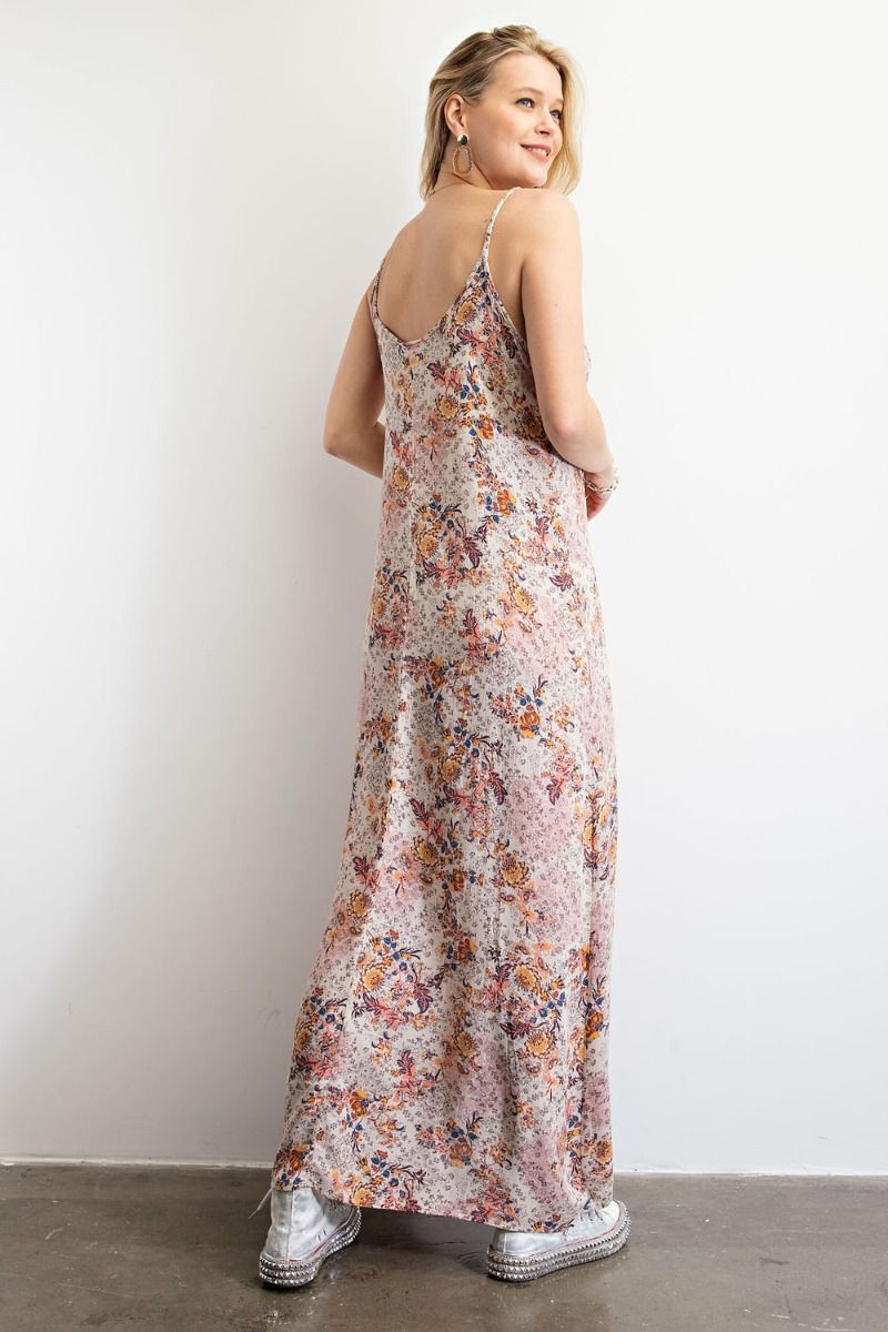 Buy Easel Printed Cami V Neckline Spaghetti Straps Maxi Dress by Sensual Fashion Boutique