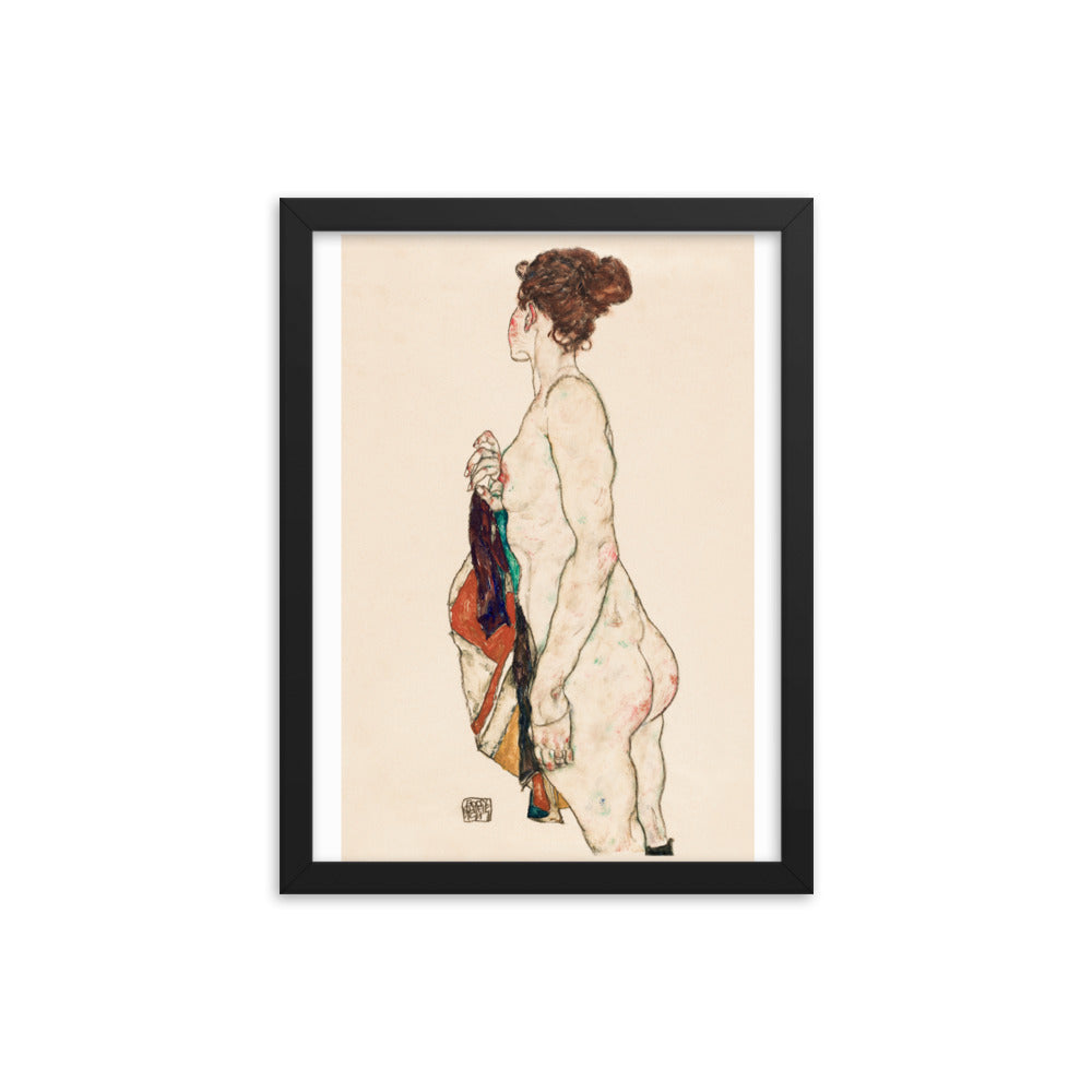 Buy Standing Nude woman with a Patterned Robe Wall Art Print by Faz