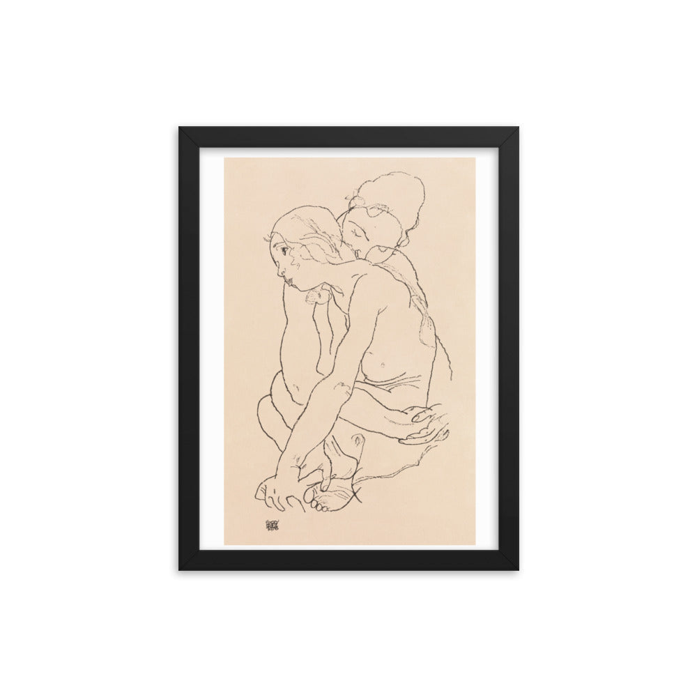 Buy Woman and Girl Embracing Wall Art Print by Faz