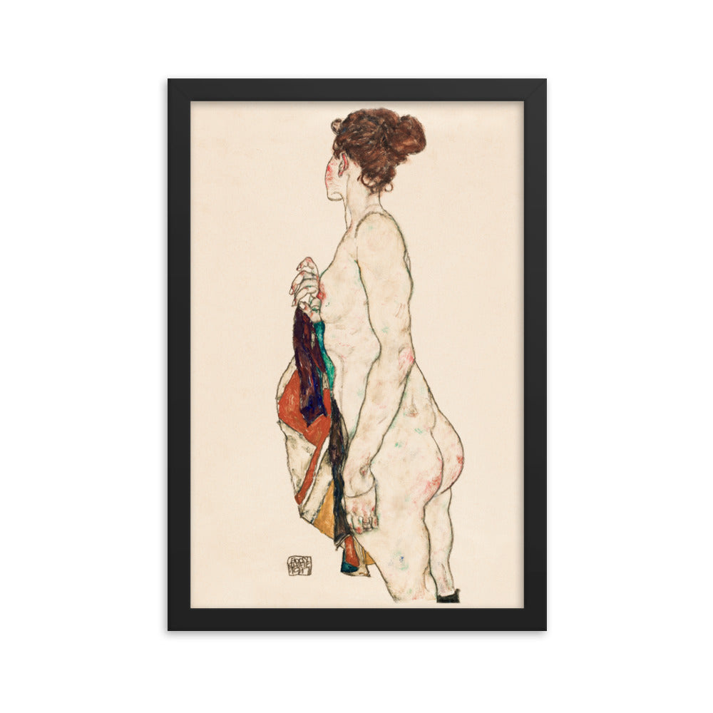 Buy Standing Nude woman with a Patterned Robe Wall Art Print by Faz