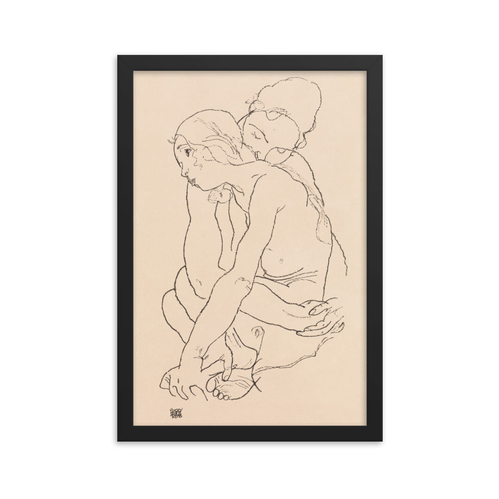 Buy Woman and Girl Embracing Wall Art Print by Faz