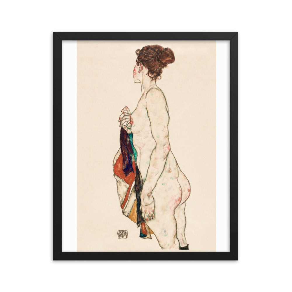 Buy Standing Nude woman with a Patterned Robe Wall Art Print by Faz