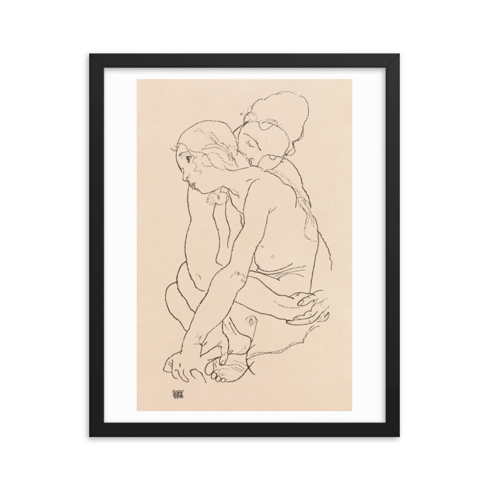 Buy Woman and Girl Embracing Wall Art Print by Faz
