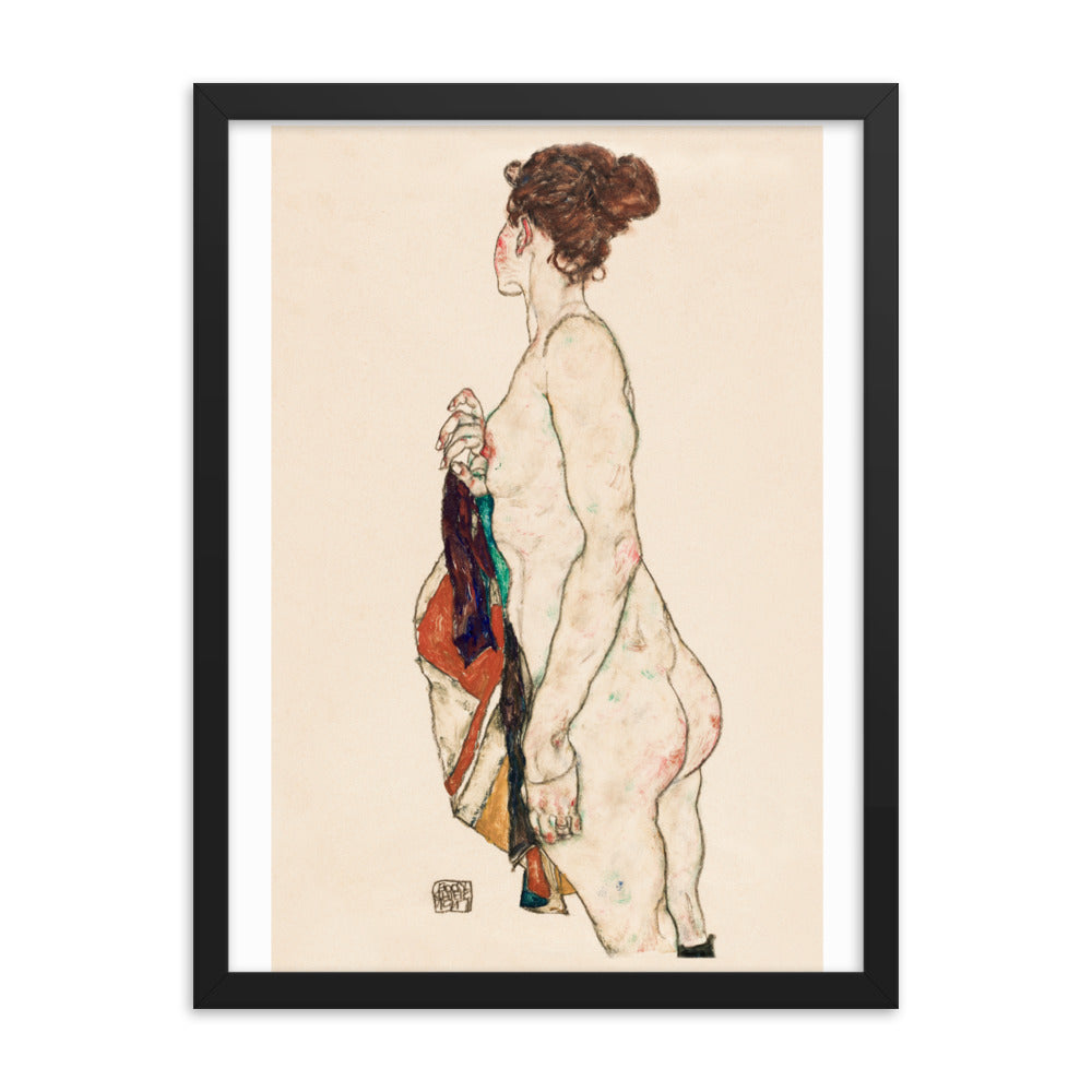 Buy Standing Nude woman with a Patterned Robe Wall Art Print by Faz