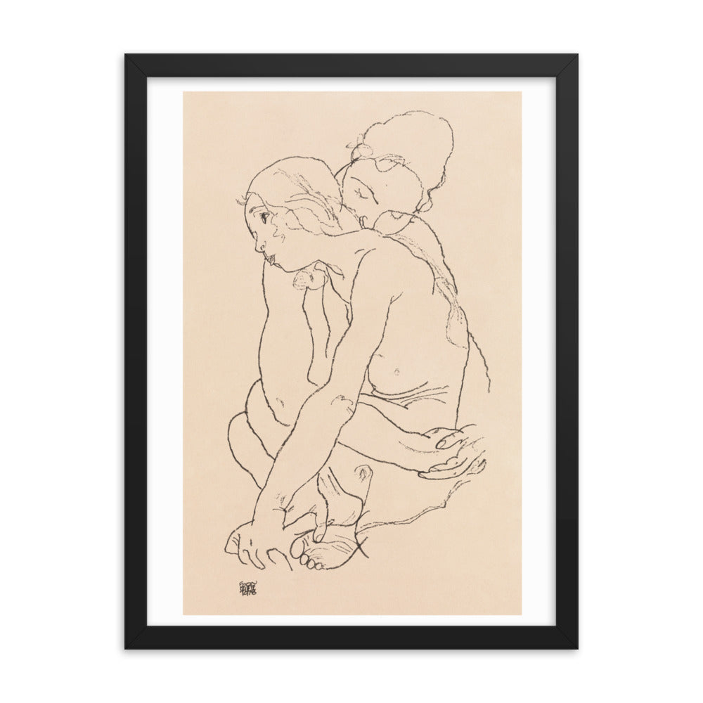 Buy Woman and Girl Embracing Wall Art Print by Faz
