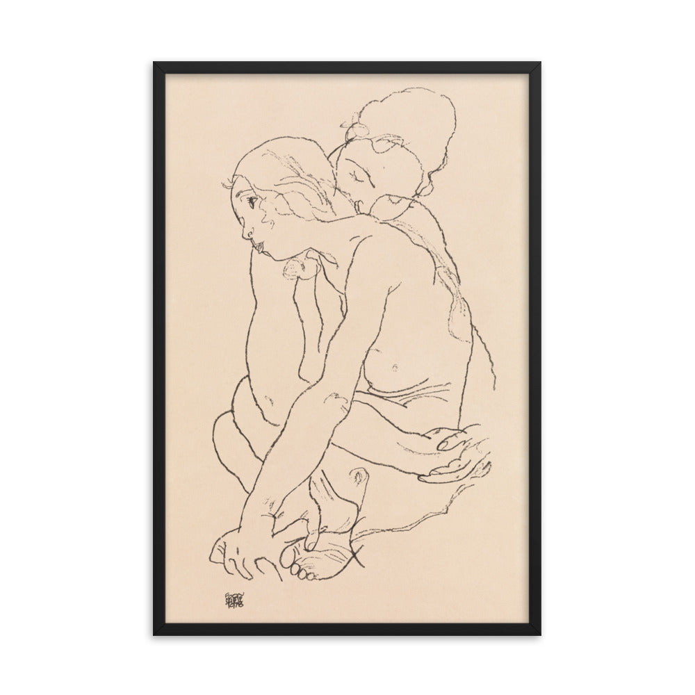 Buy Woman and Girl Embracing Wall Art Print by Faz