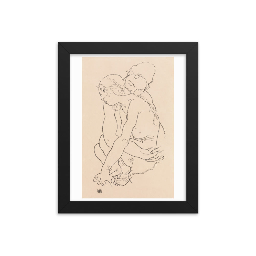 Buy Woman and Girl Embracing Wall Art Print by Faz