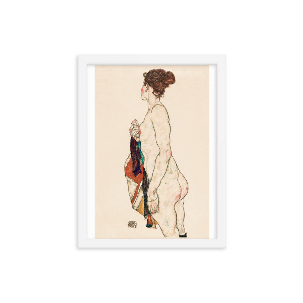 Buy Standing Nude woman with a Patterned Robe Wall Art Print by Faz