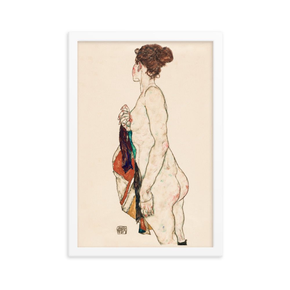 Buy Standing Nude woman with a Patterned Robe Wall Art Print by Faz