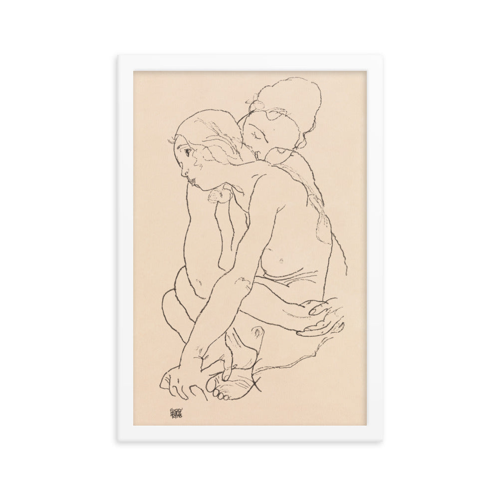 Buy Woman and Girl Embracing Wall Art Print by Faz