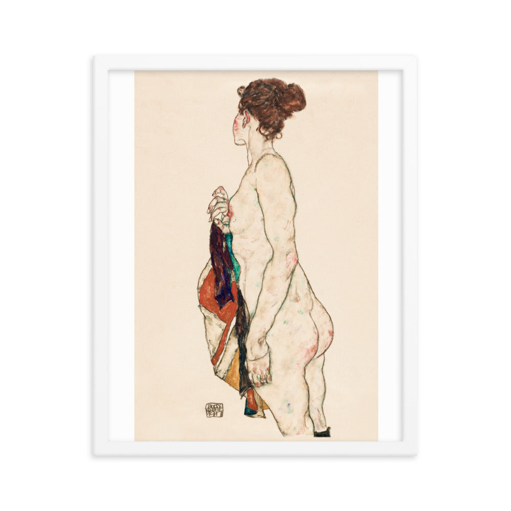 Buy Standing Nude woman with a Patterned Robe Wall Art Print by Faz