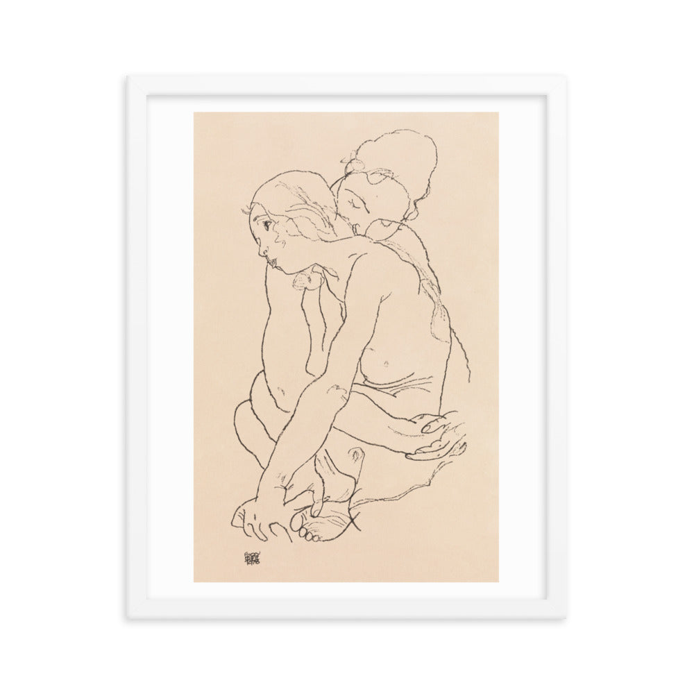 Buy Woman and Girl Embracing Wall Art Print by Faz
