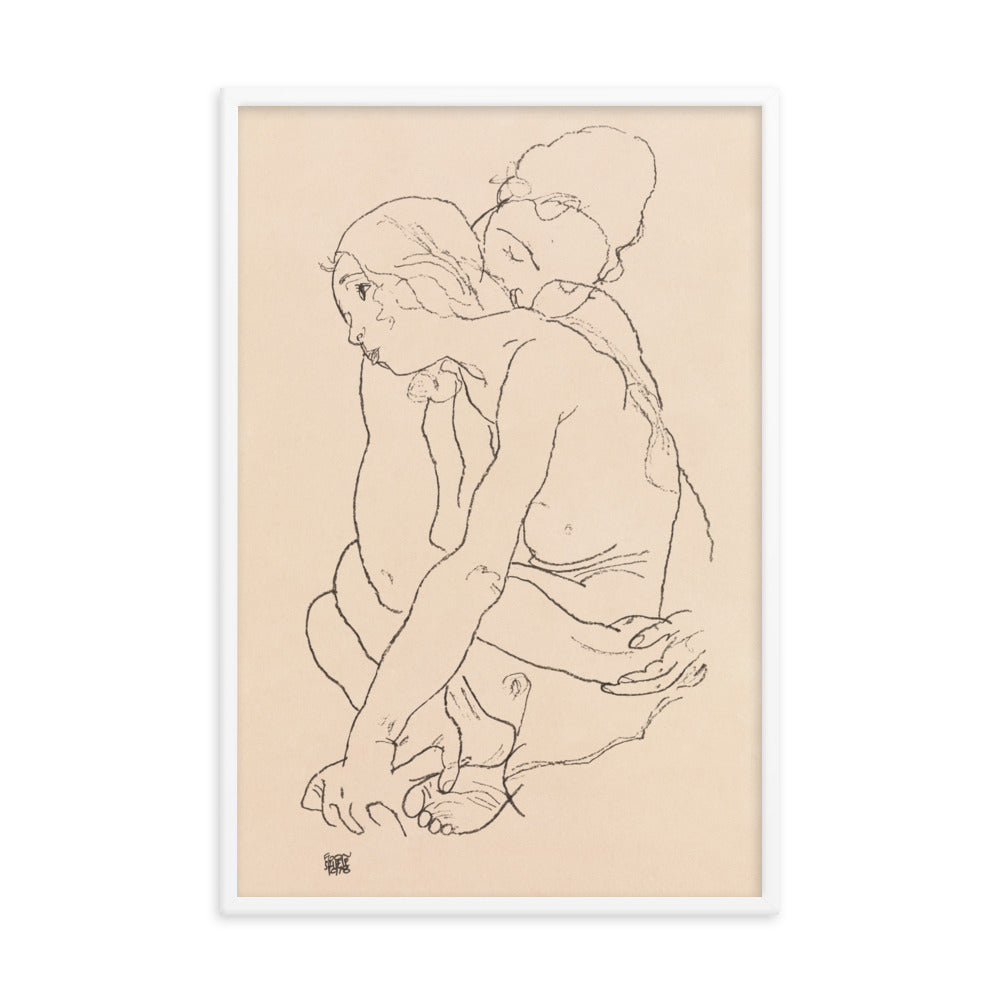 Buy Woman and Girl Embracing Wall Art Print by Faz