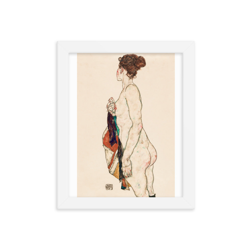 Buy Standing Nude woman with a Patterned Robe Wall Art Print by Faz