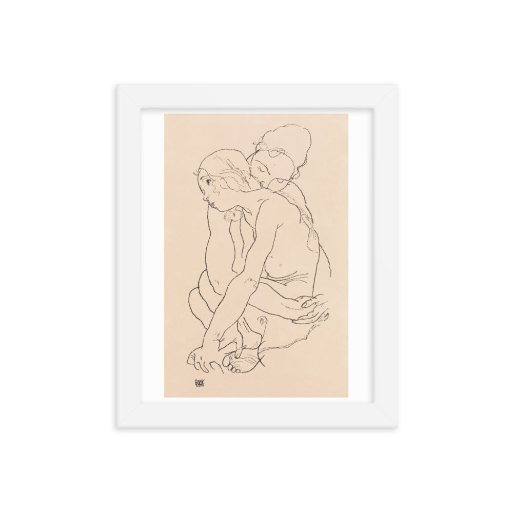 Buy Woman and Girl Embracing Wall Art Print by Faz