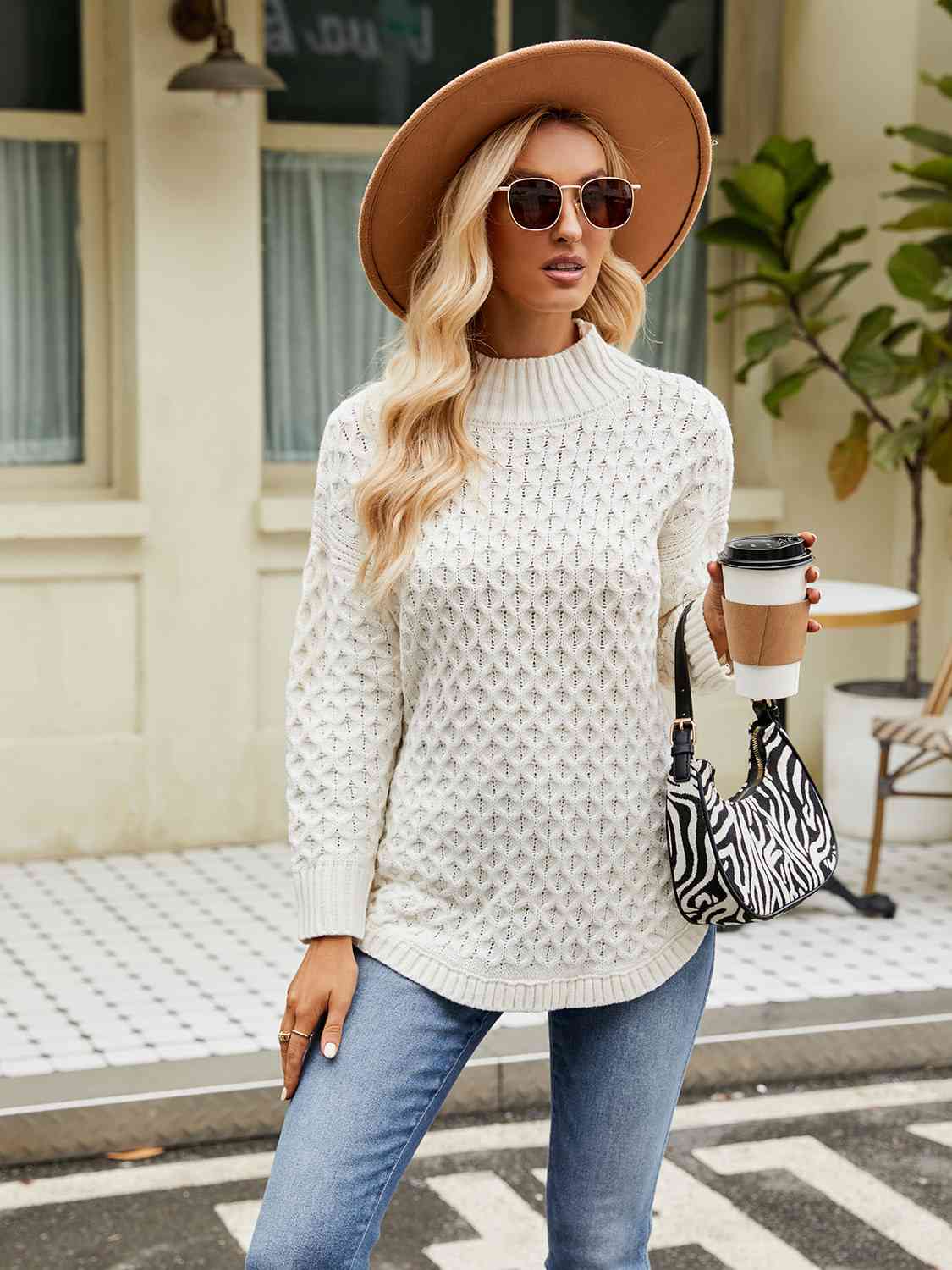 Buy Mock Neck Slit Sweater by YH