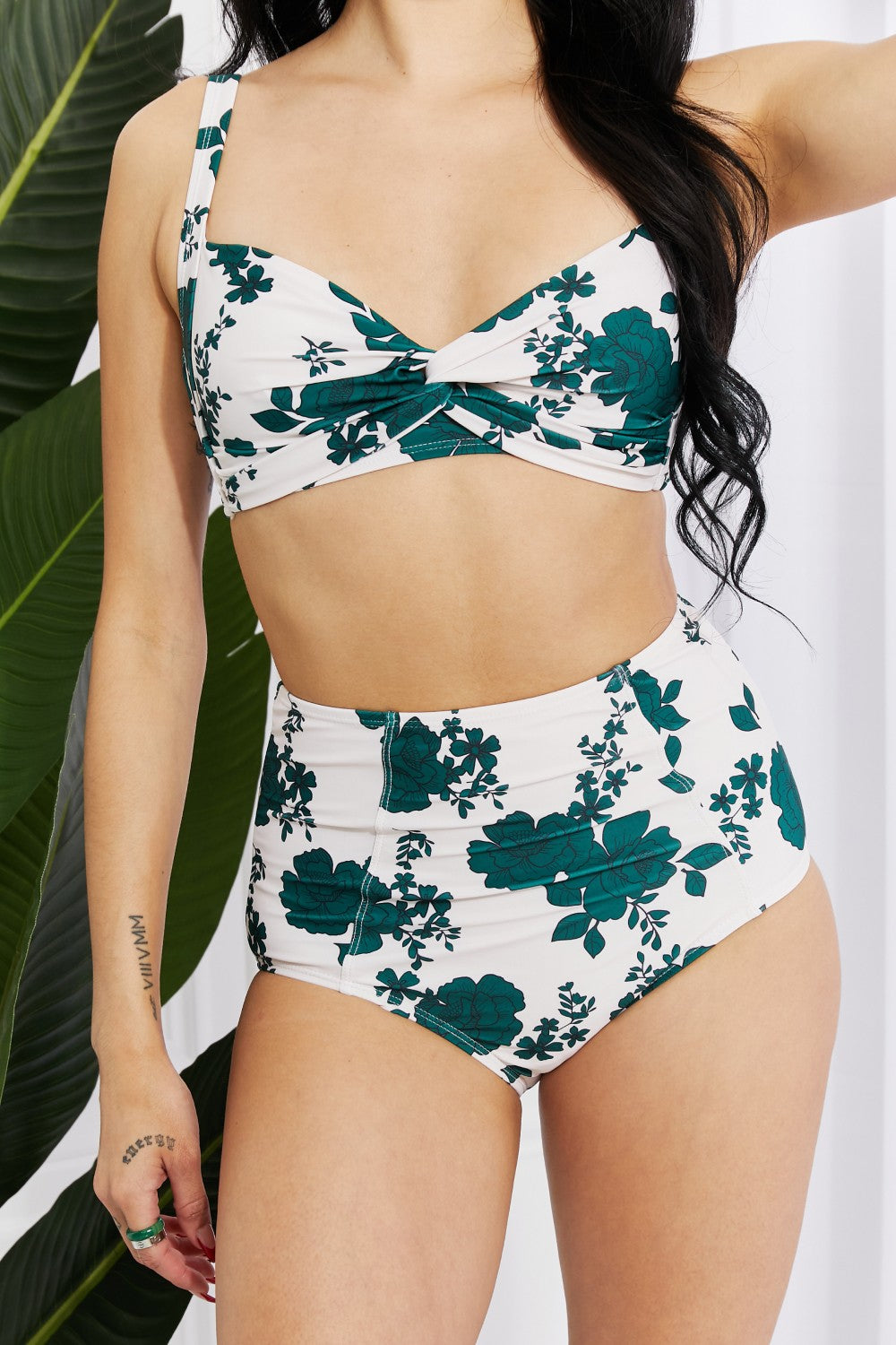 Buy Take A Dip Twist High-Rise Bikini in Forest by Marina West Swim