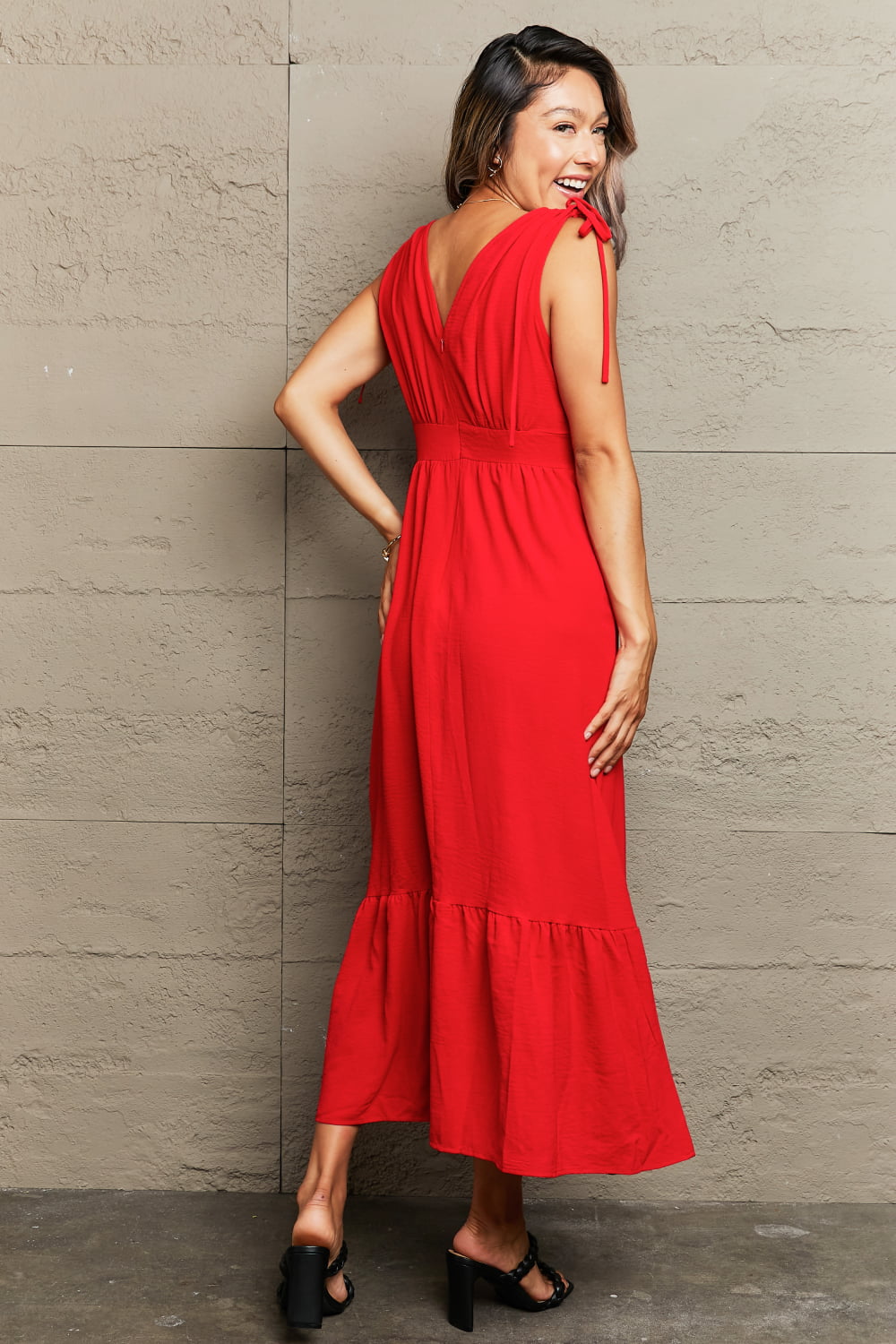 Buy Drawstring V-Neck Sleeveless Dress by Hundredth