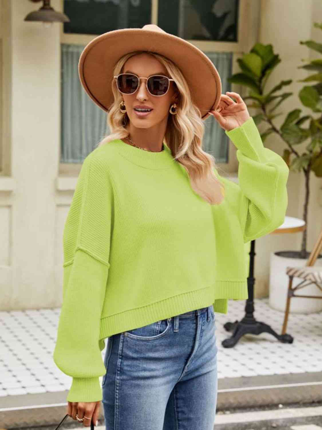 Buy Round Neck Dropped Shoulder Sweater by YH