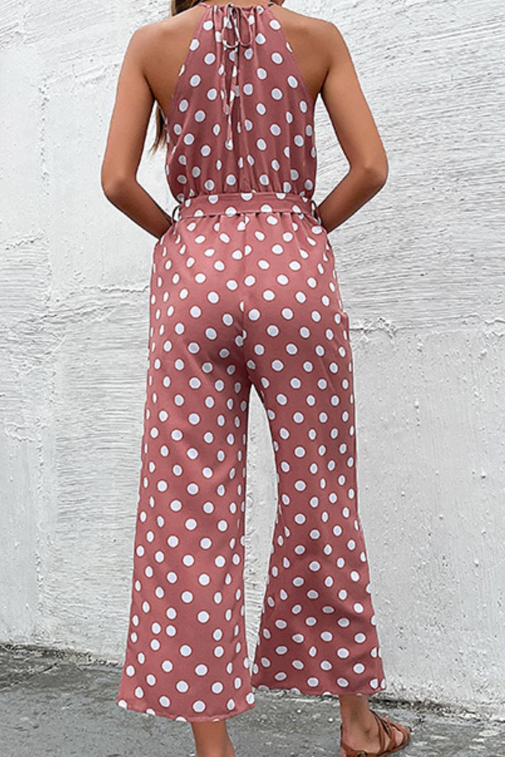 Buy Polka Dot Grecian Wide Leg Jumpsuit by Faz