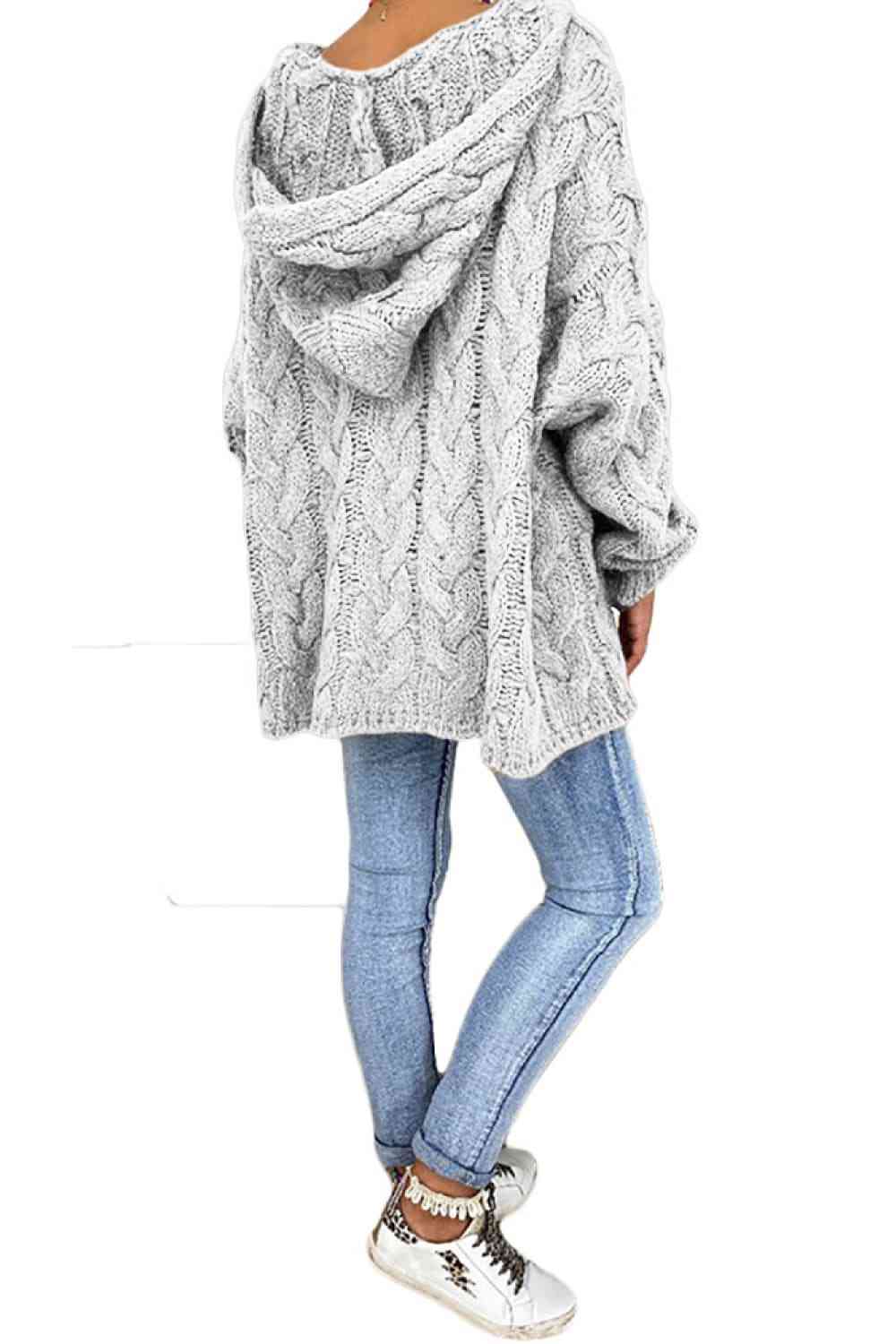 Buy Cable-Knit Hooded Sweater by O & Y.M