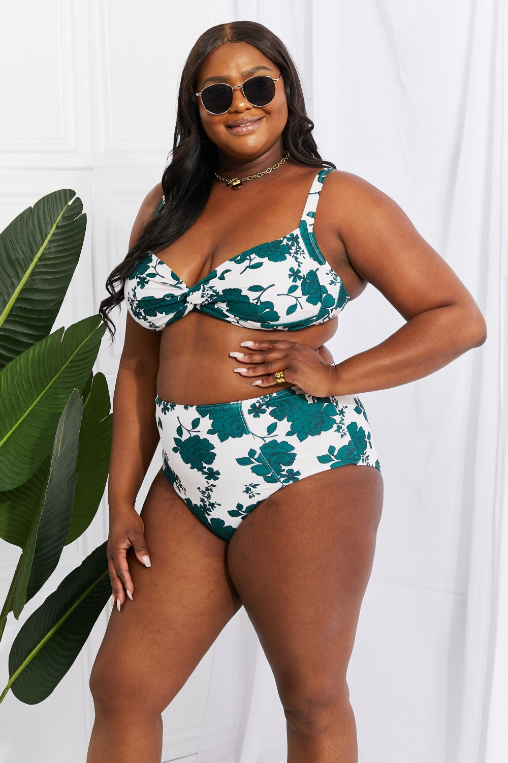 Buy Take A Dip Twist High-Rise Bikini in Forest by Marina West Swim