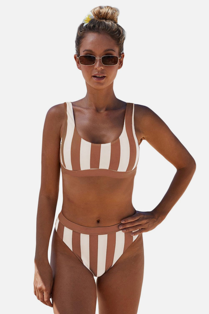 Buy Striped Tank High Waist Bikini by Faz