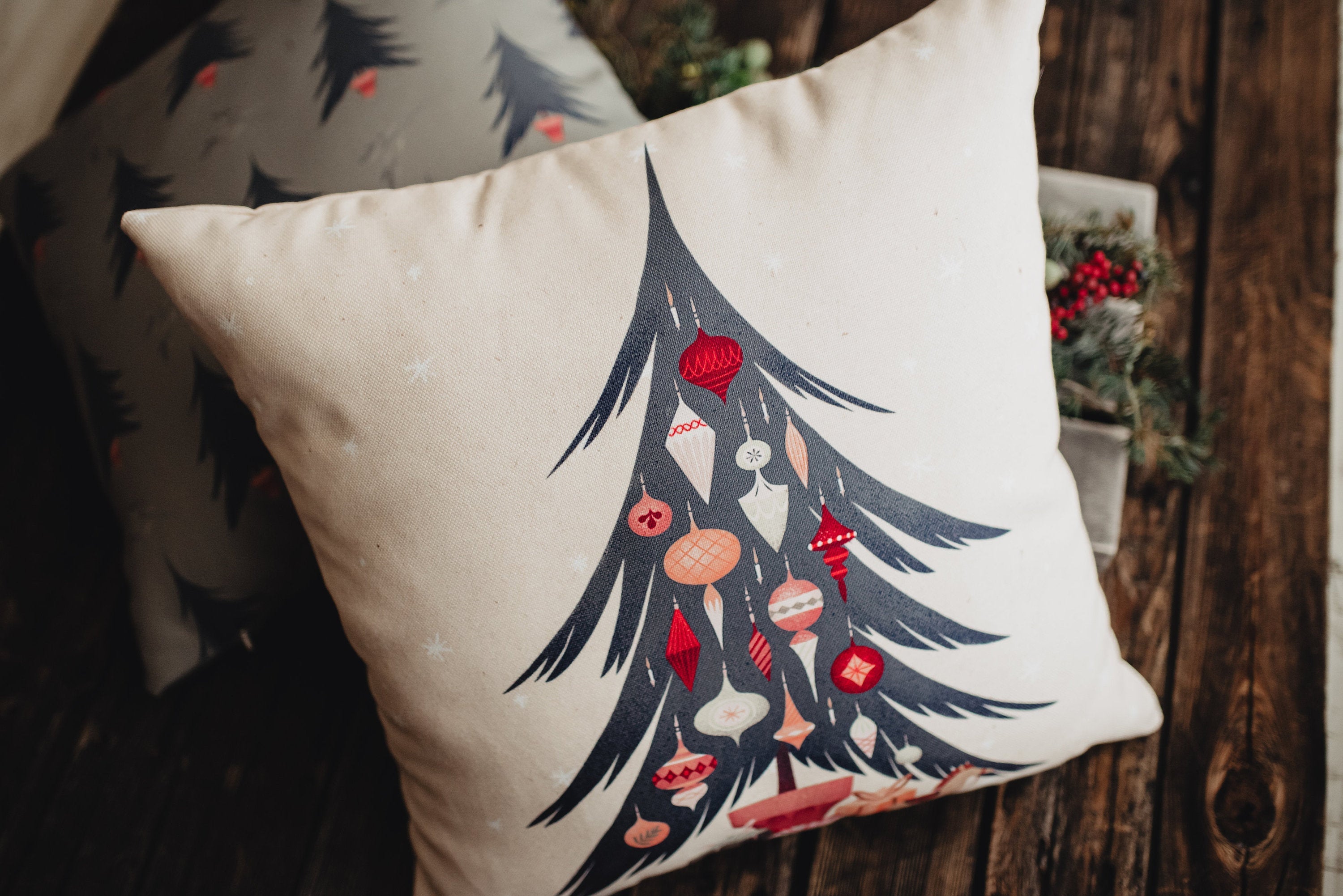 Buy Nordic Christmas Tree Throw Pillow Cover by UniikPillows